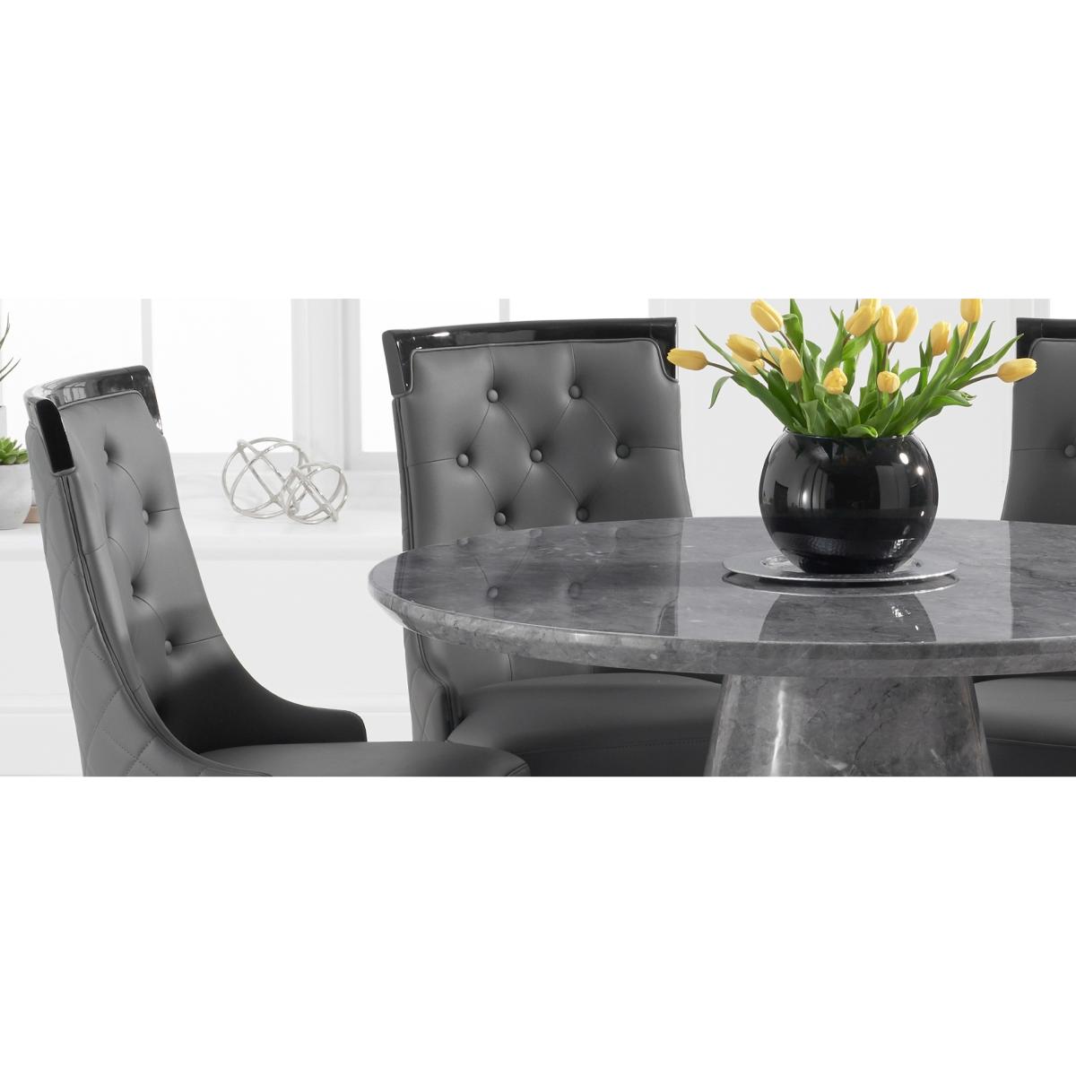 Ravello 130cm Round Grey Marble Dining Table With 6 Cream Francesca Chairs – image 6