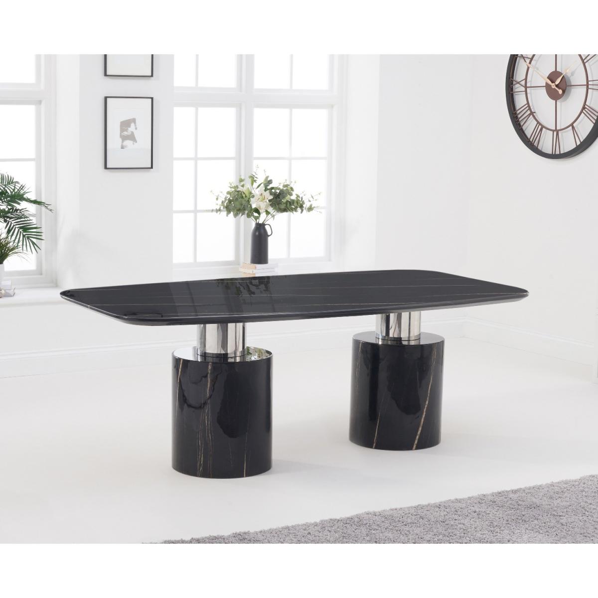 Antonio 180cm Black Marble Dining Table With 8 Grey Sophia Chairs – image 3