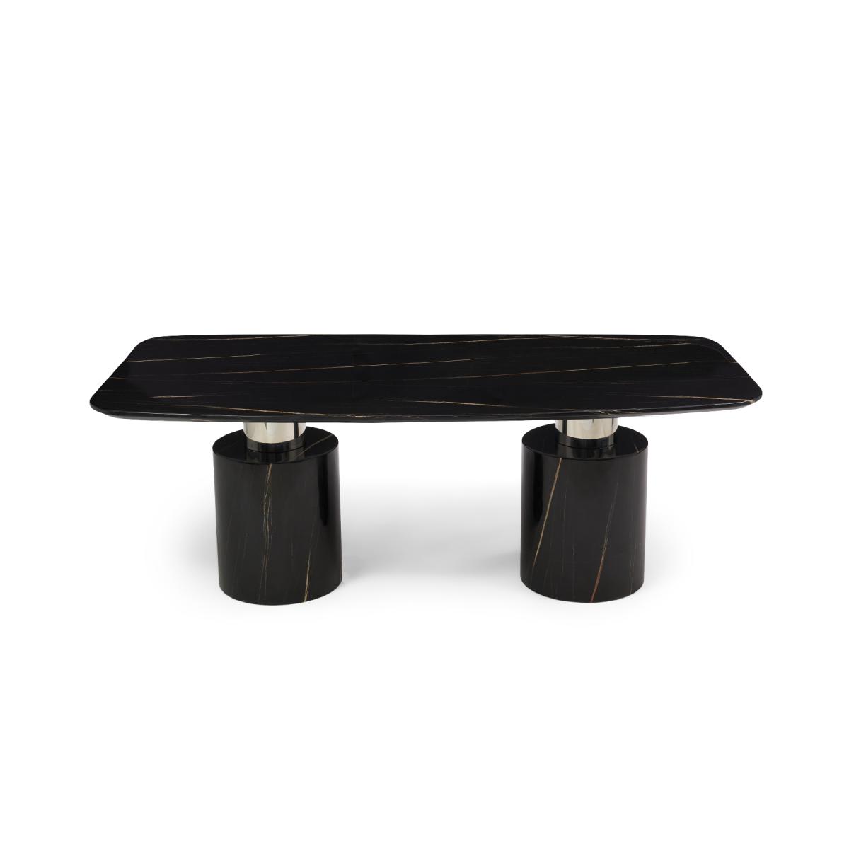 Antonio 180cm Black Marble Dining Table With 8 Grey Sophia Chairs – image 7