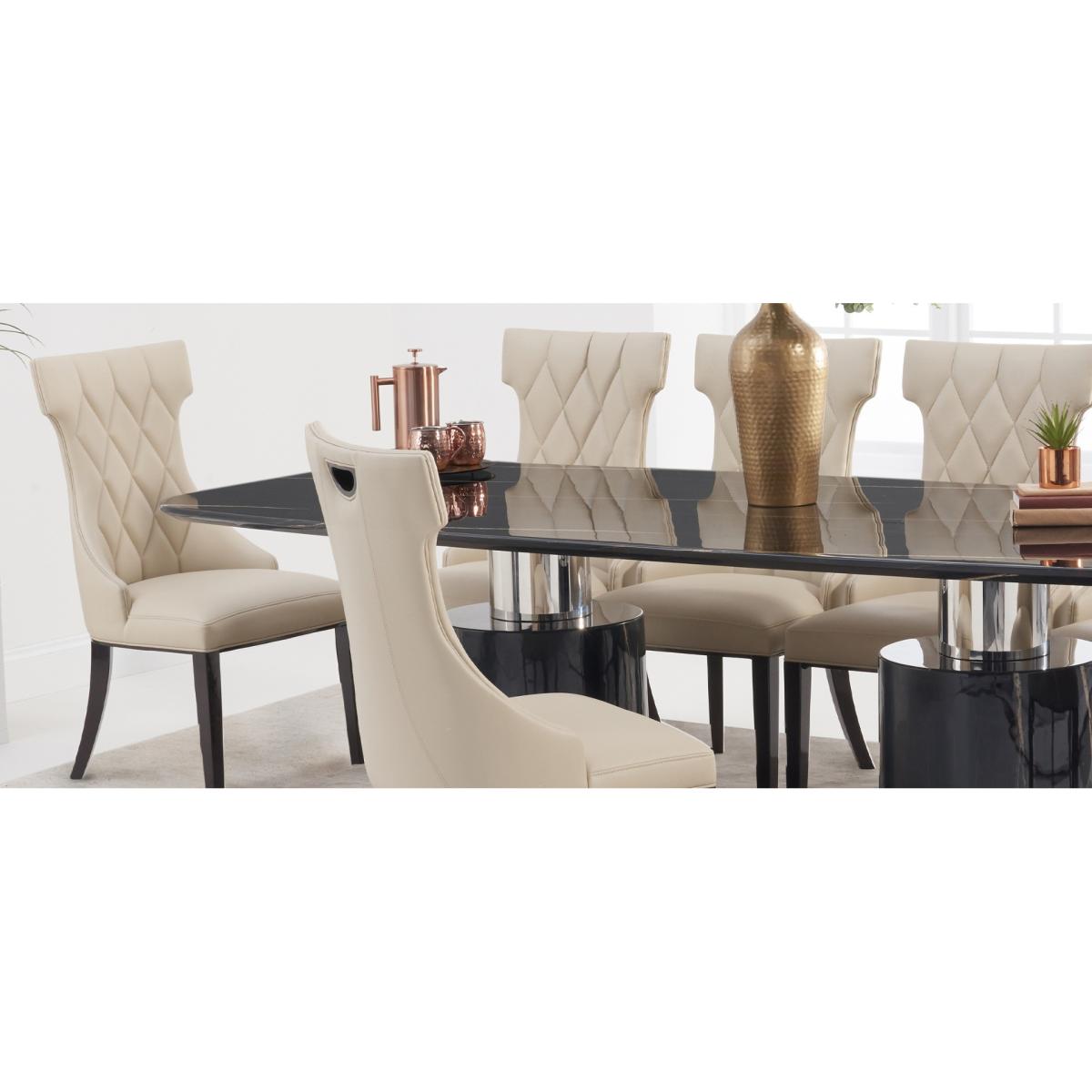 Antonio 180cm Black Marble Dining Table With 8 Grey Sophia Chairs – image 10
