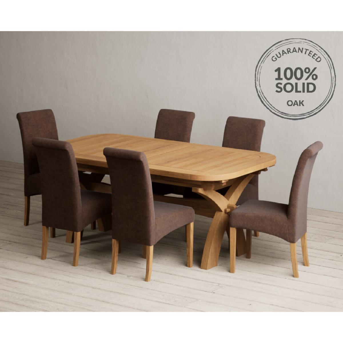 Extending Olympia 180cm Solid Oak Dining Table with 6 Natural Scroll Back Chairs – image 2