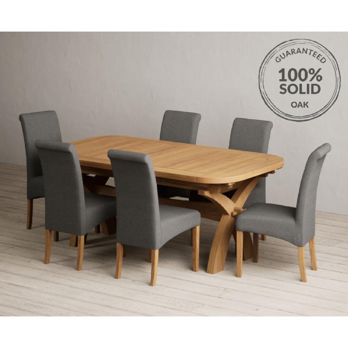 Extending Olympia 180cm Solid Oak Dining Table with 6 Natural Scroll Back Chairs – image 11