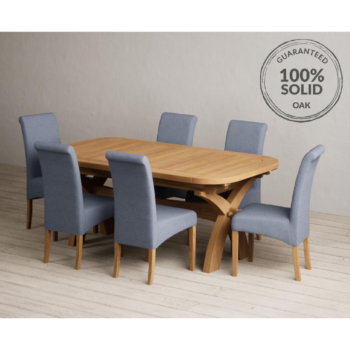 Extending Olympia 180cm Solid Oak Dining Table with 6 Natural Scroll Back Chairs – image 12