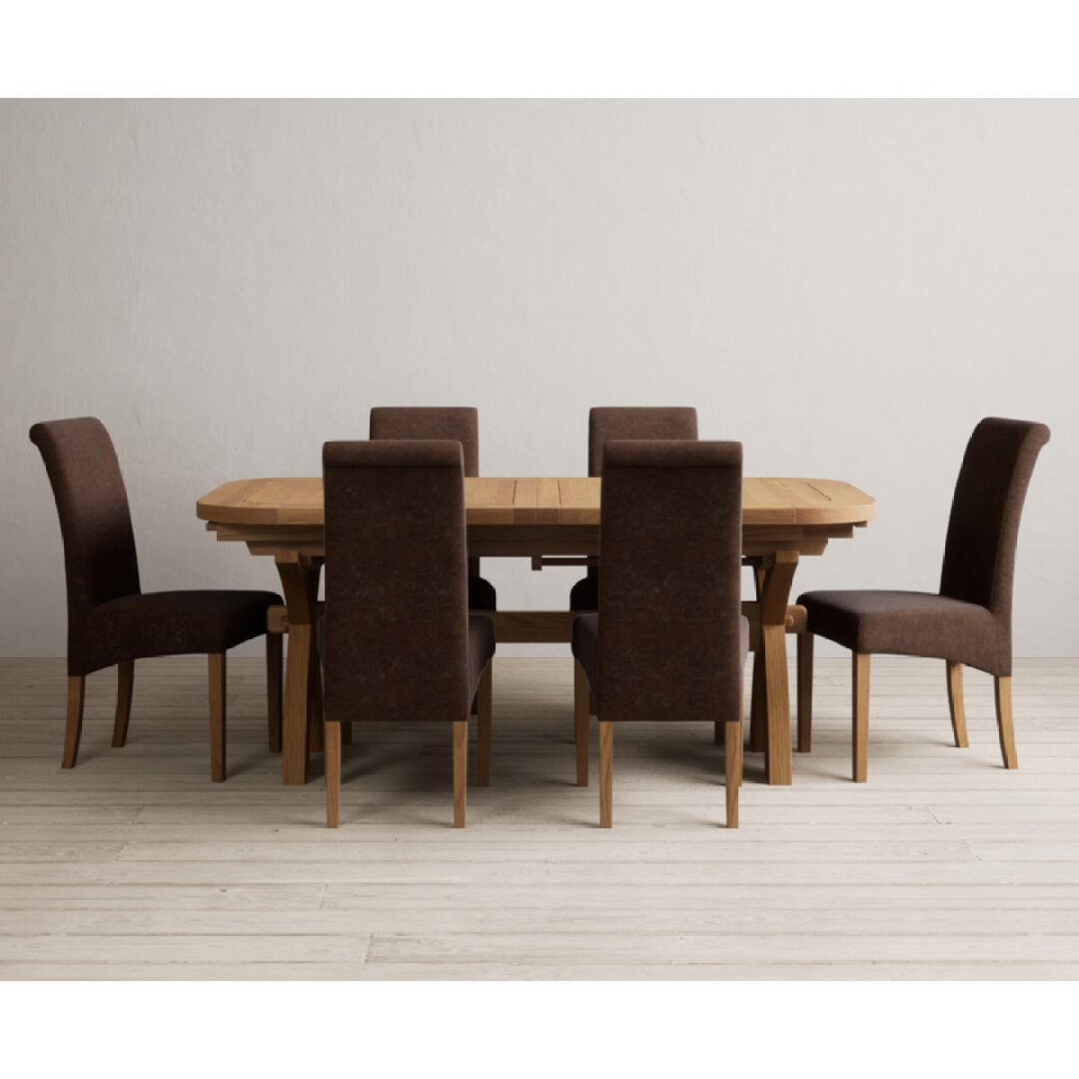 Extending Olympia 180cm Solid Oak Dining Table with 6 Natural Scroll Back Chairs – image 13