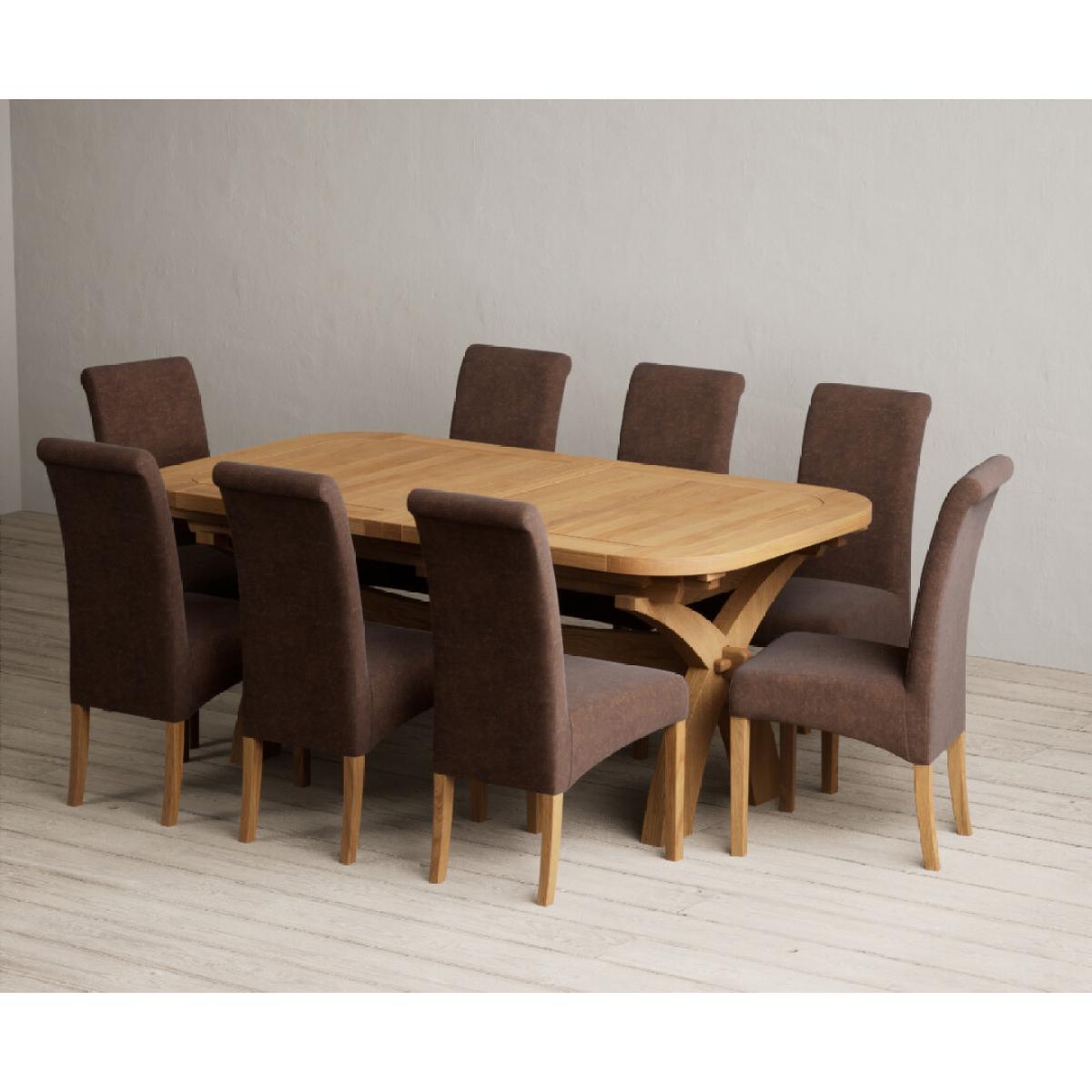 Extending Olympia 180cm Solid Oak Dining Table with 6 Natural Scroll Back Chairs – image 14