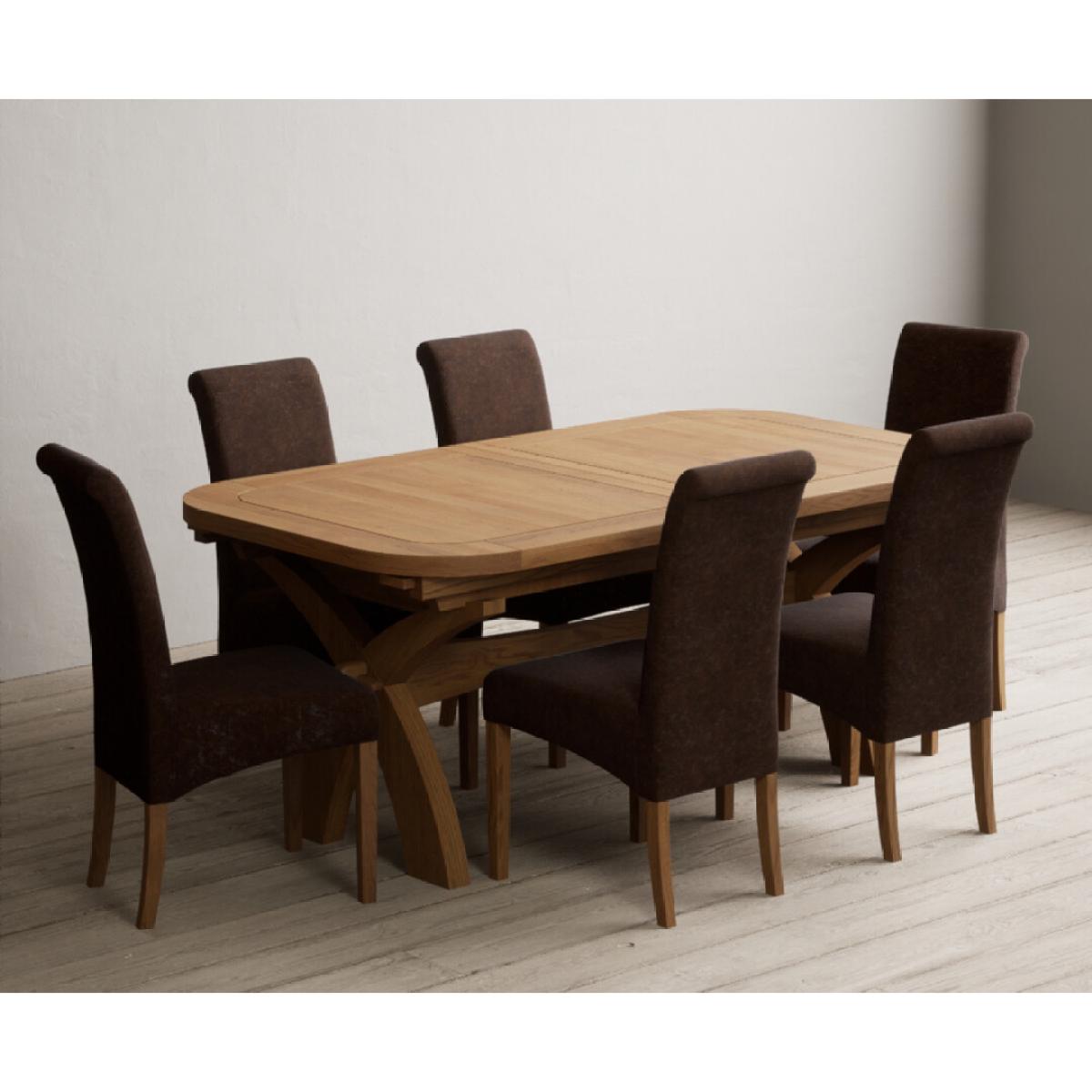 Extending Olympia 180cm Solid Oak Dining Table with 6 Natural Scroll Back Chairs – image 15