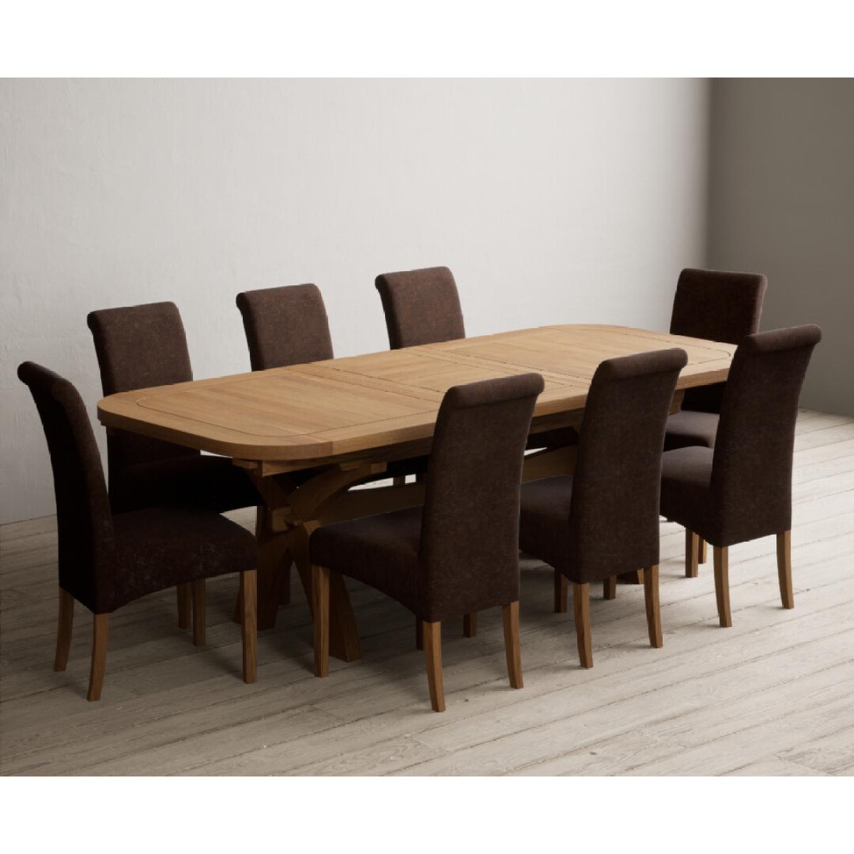Extending Olympia 180cm Solid Oak Dining Table with 6 Natural Scroll Back Chairs – image 16