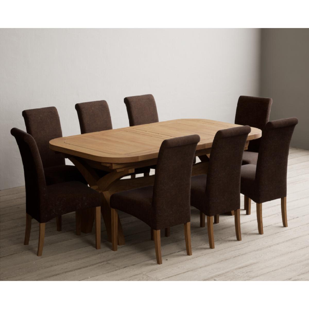 Extending Olympia 180cm Solid Oak Dining Table with 6 Natural Scroll Back Chairs – image 17