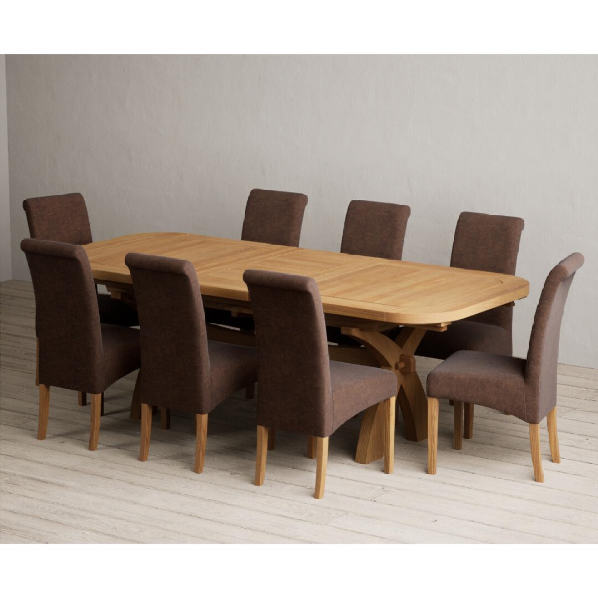 Extending Olympia 180cm Solid Oak Dining Table with 6 Natural Scroll Back Chairs – image 18