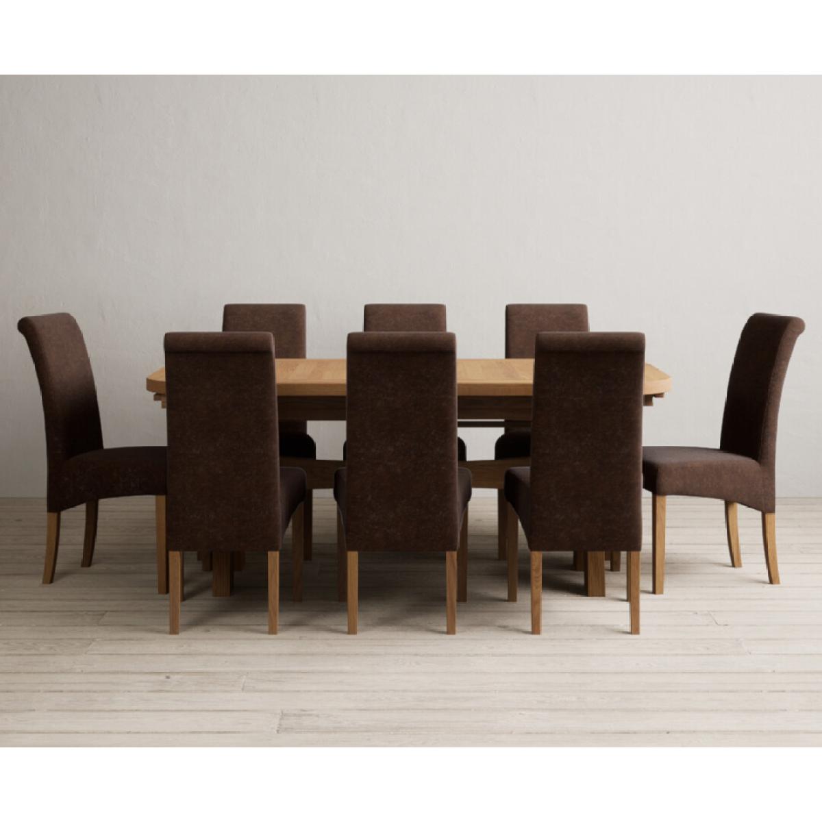 Extending Olympia 180cm Solid Oak Dining Table with 6 Natural Scroll Back Chairs – image 3