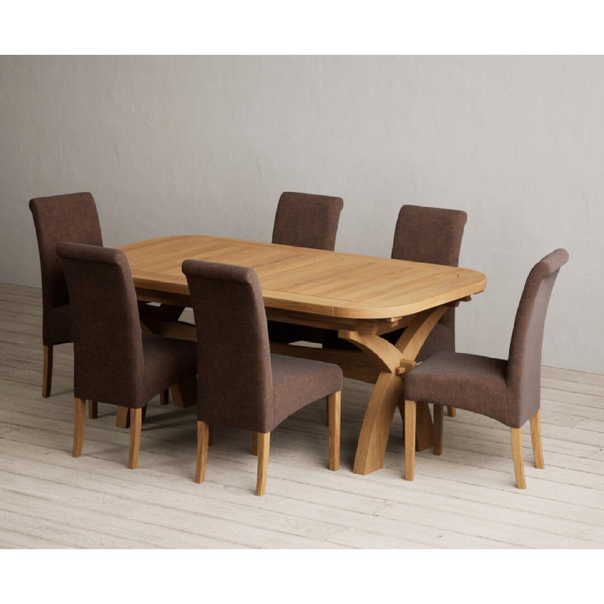 Extending Olympia 180cm Solid Oak Dining Table with 6 Natural Scroll Back Chairs – image 8