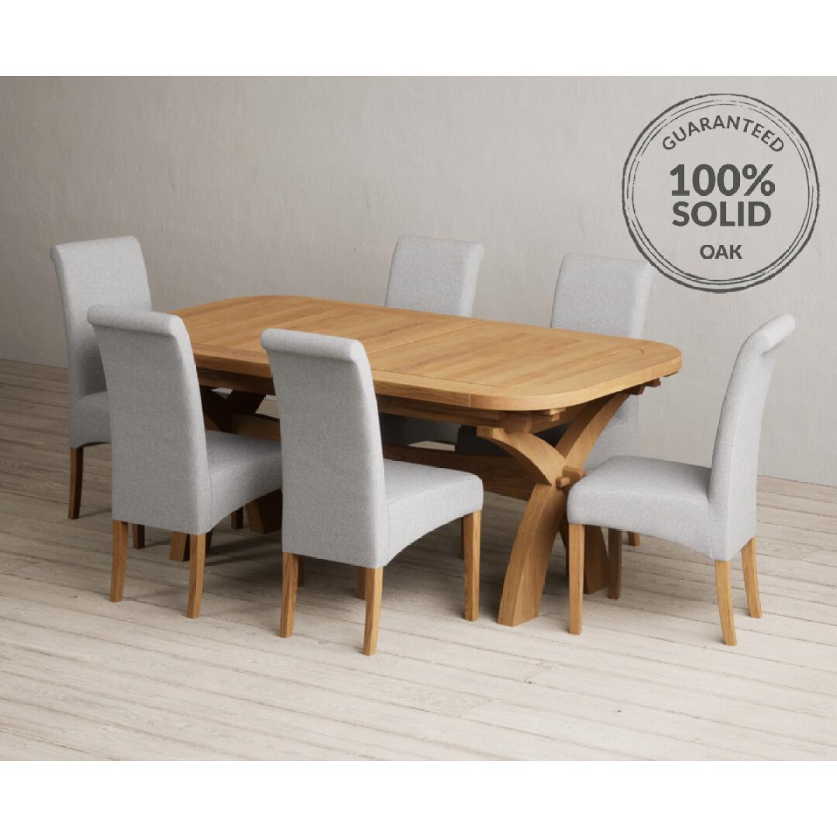 Extending Olympia 180cm Solid Oak Dining Table with 6 Natural Scroll Back Chairs – image 9