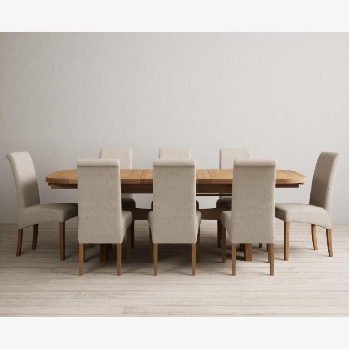 Extending Olympia 180cm Solid Oak Dining Table with 6 Natural Scroll Back Chairs – image 1