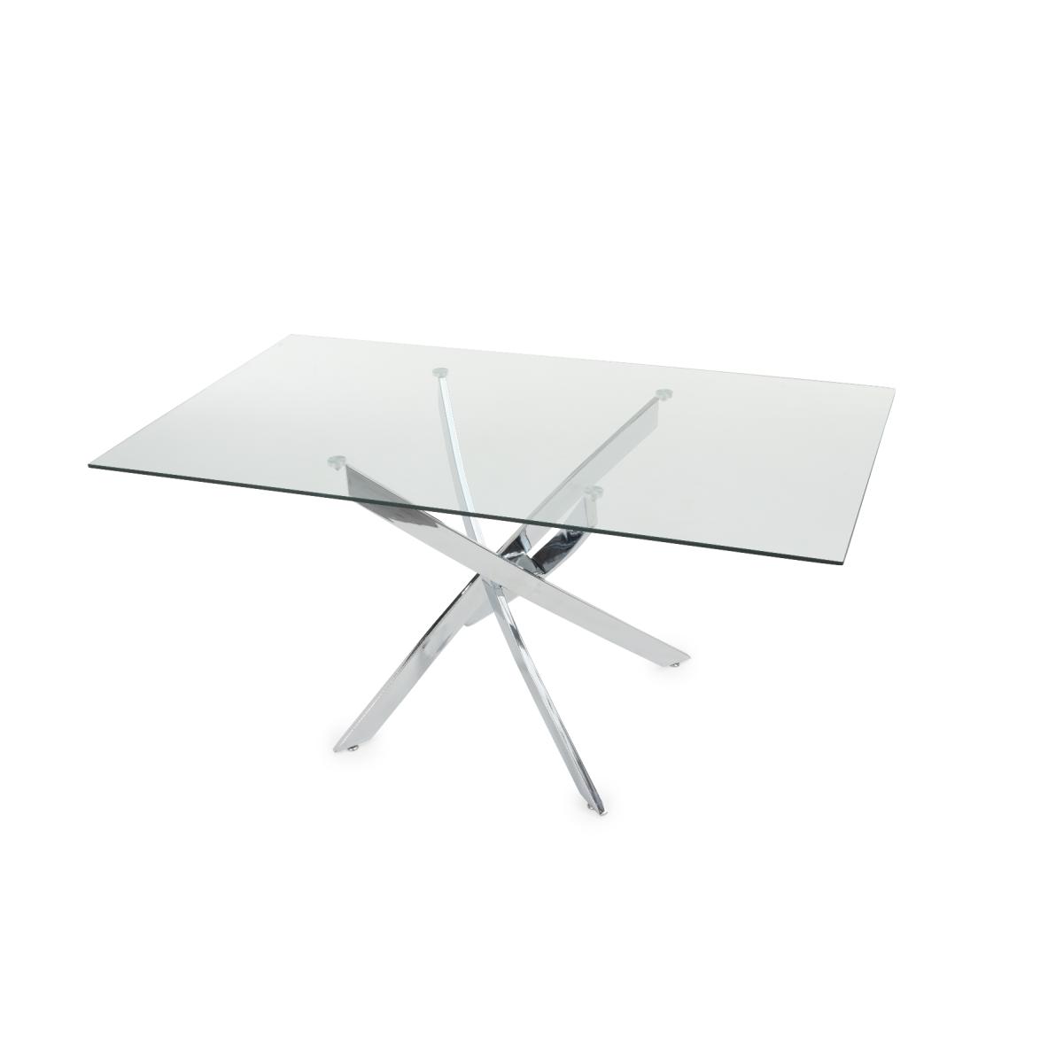Denver 160cm Glass Dining Table With 6 Grey Cavello Chairs – image 12