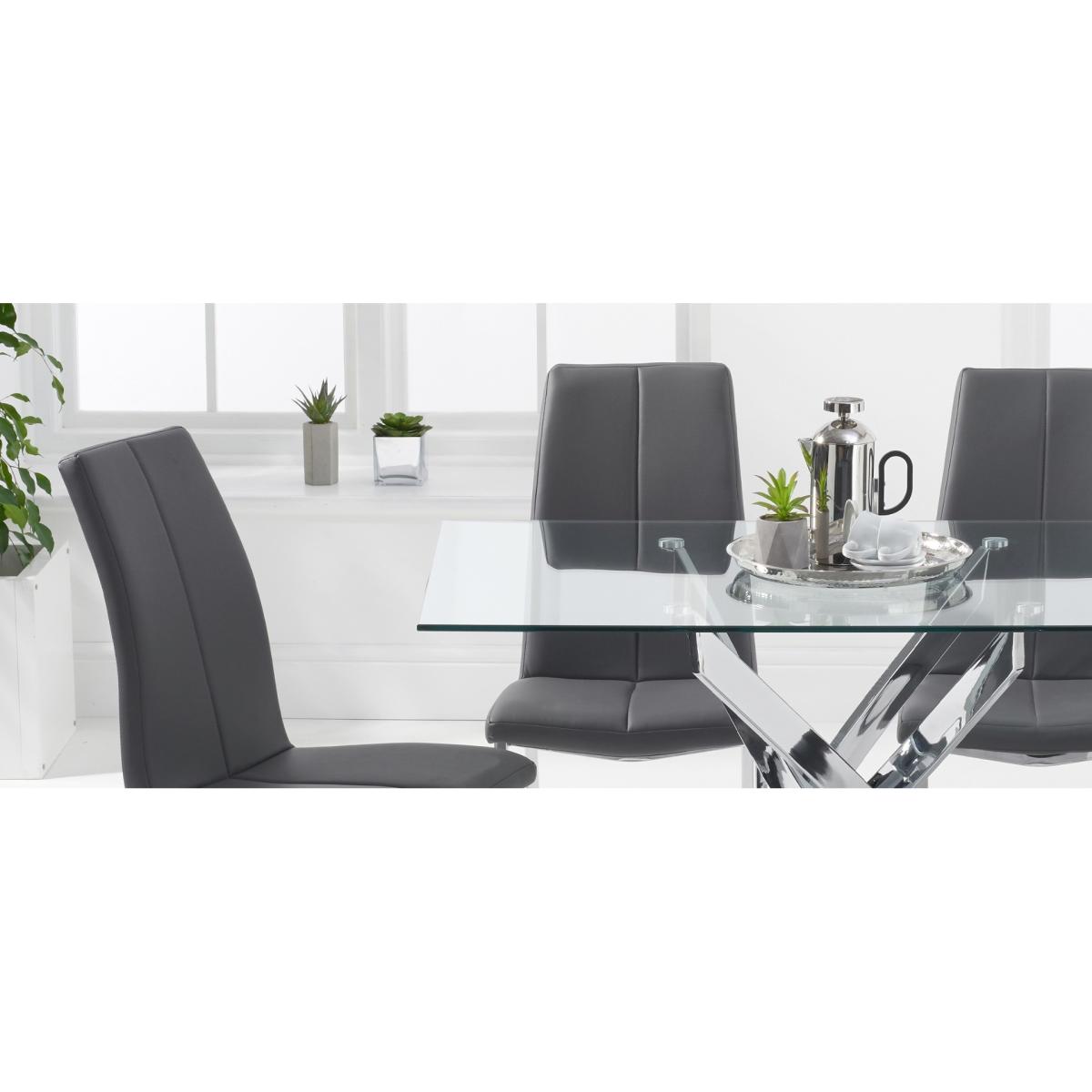 Denver 160cm Glass Dining Table With 6 Grey Cavello Chairs – image 15