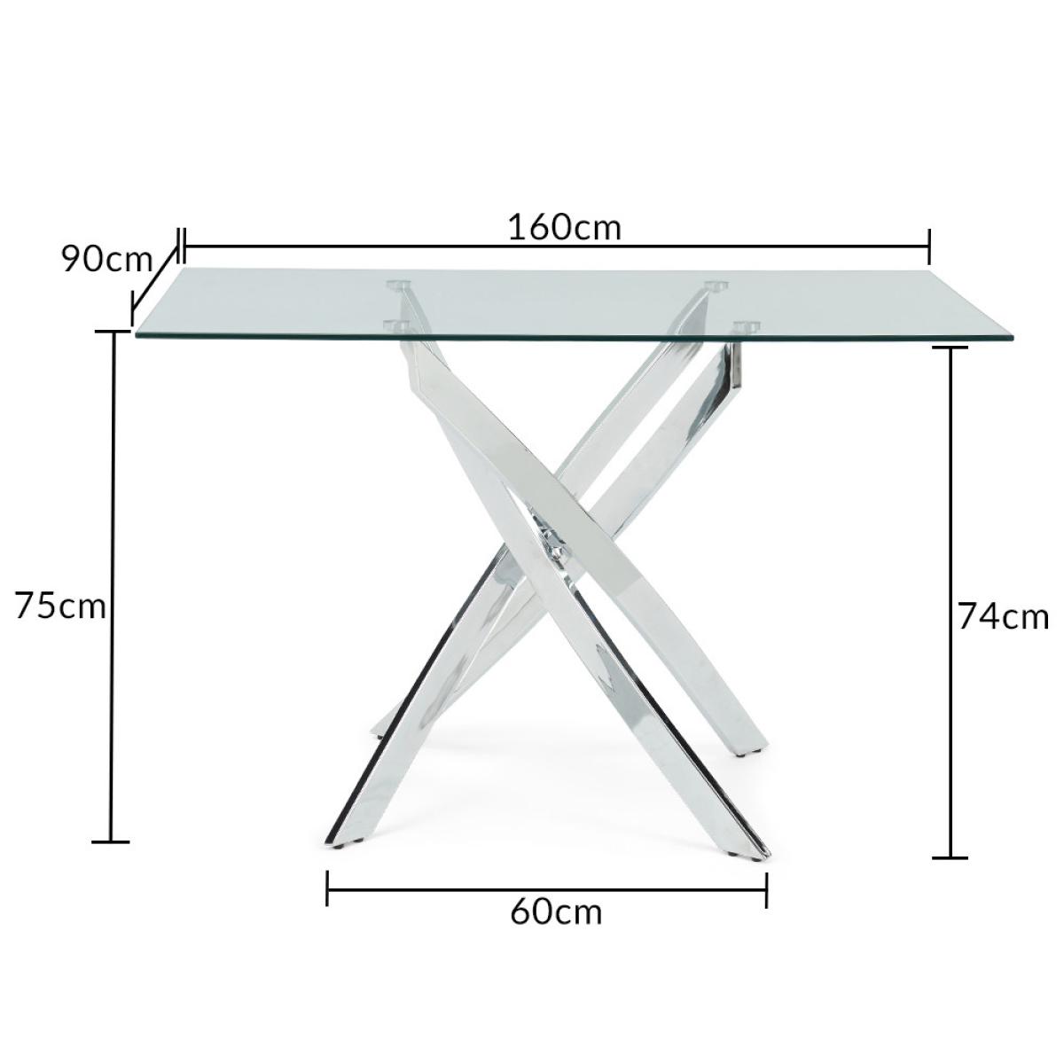 Denver 160cm Glass Dining Table With 6 Grey Cavello Chairs – image 22