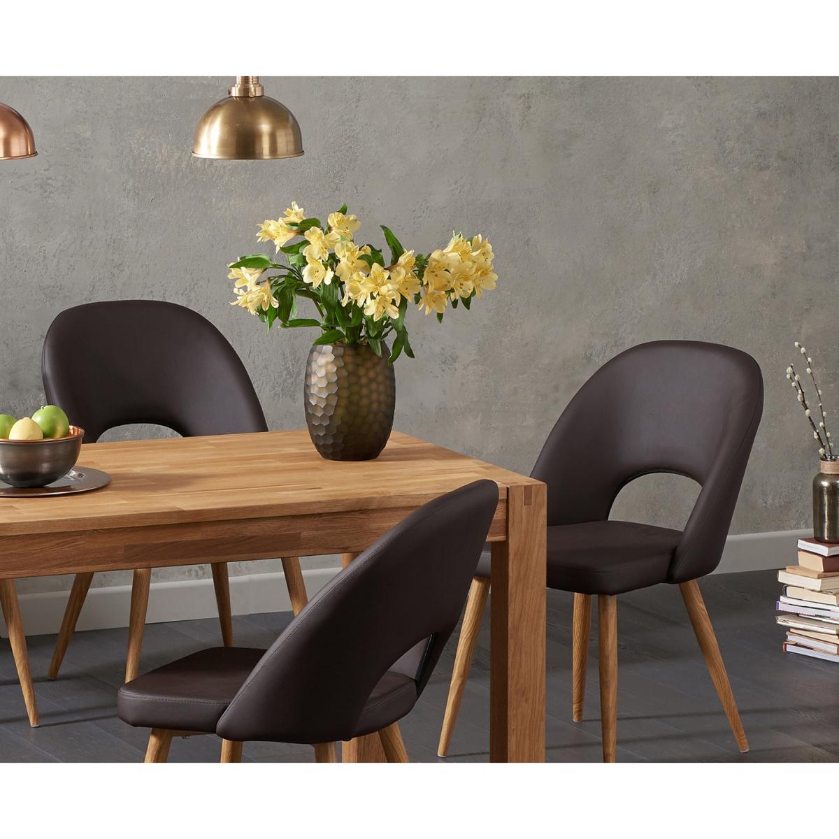 Verona 120cm Solid Oak Dining Table With 6 Grey Hudson Faux Leather Chairs – image 2