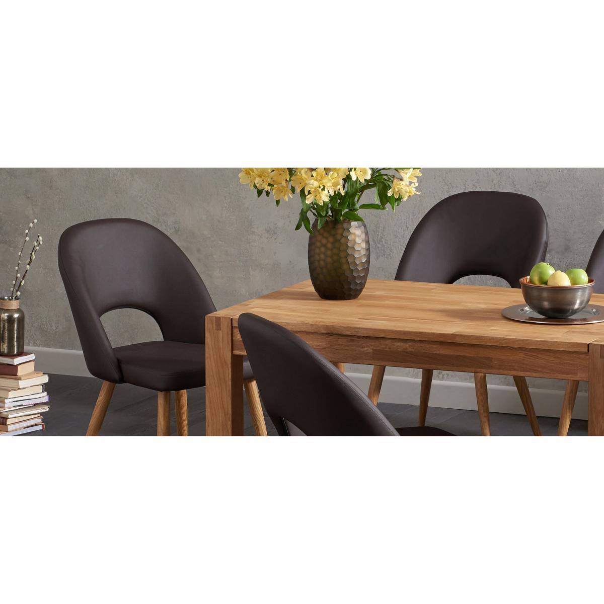 Verona 120cm Solid Oak Dining Table With 6 Grey Hudson Faux Leather Chairs – image 6