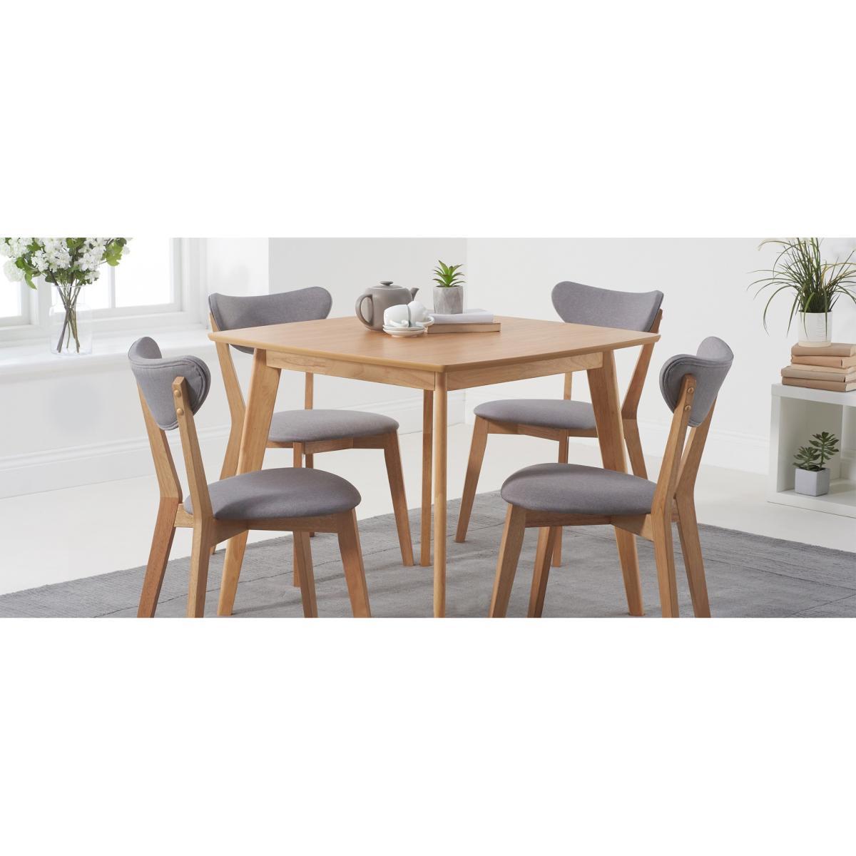 Sacha 90cm Square Dining Table with Sacha Grey and Oak Cushion Seat Chairs - Oak and Grey, 2 Chairs – image 11