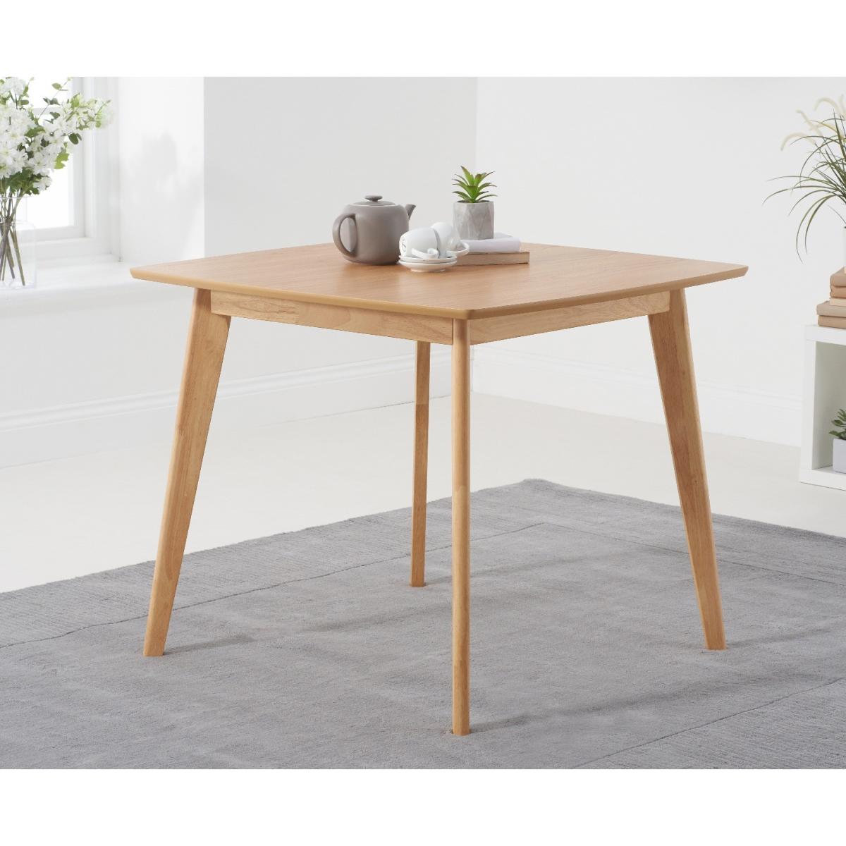Sacha 90cm Square Dining Table with Sacha Grey and Oak Cushion Seat Chairs - Oak and Grey, 2 Chairs – image 3