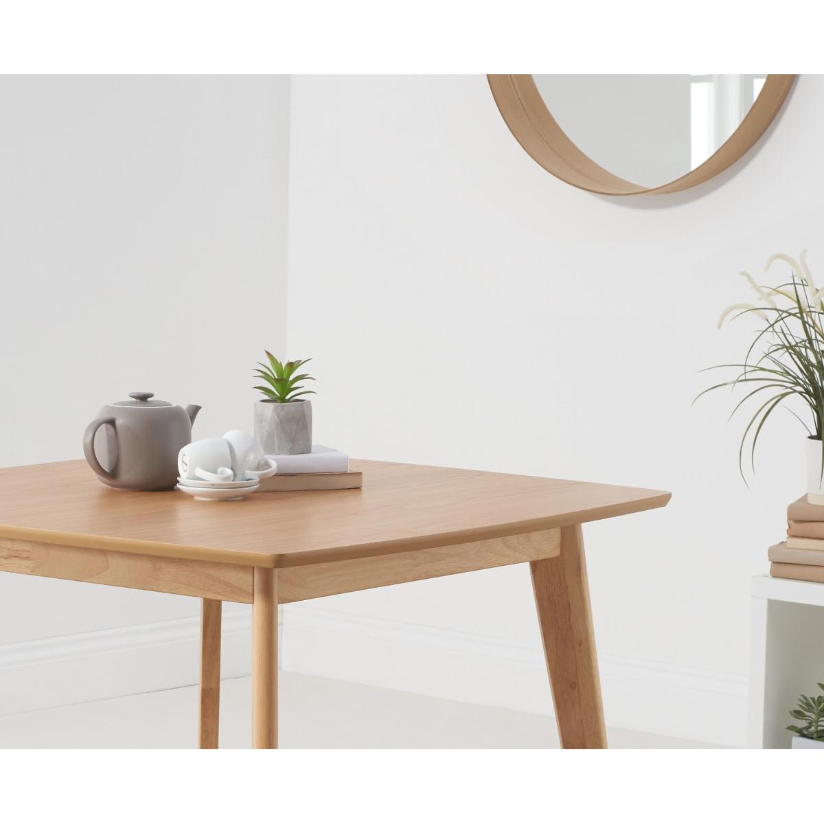 Sacha 90cm Square Dining Table with Sacha Grey and Oak Cushion Seat Chairs - Oak and Grey, 2 Chairs – image 4