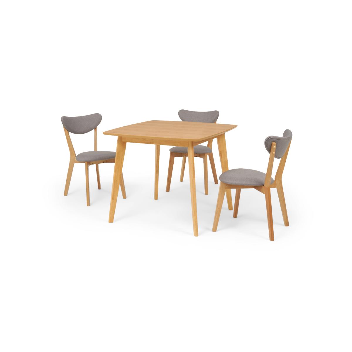 Sacha 90cm Square Dining Table with Sacha Grey and Oak Cushion Seat Chairs - Oak and Grey, 2 Chairs – image 7
