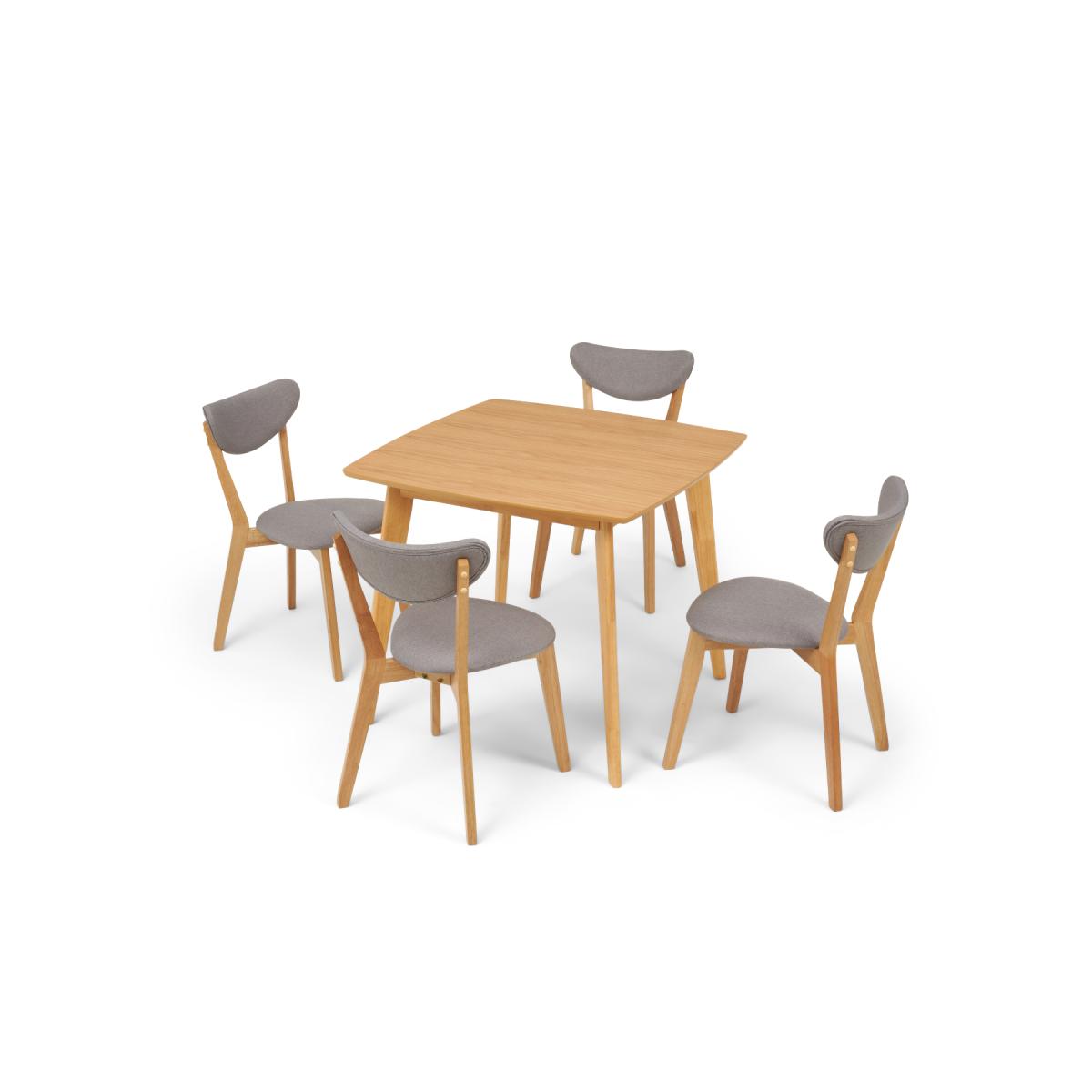 Sacha 90cm Square Dining Table with Sacha Grey and Oak Cushion Seat Chairs - Oak and Grey, 2 Chairs – image 8