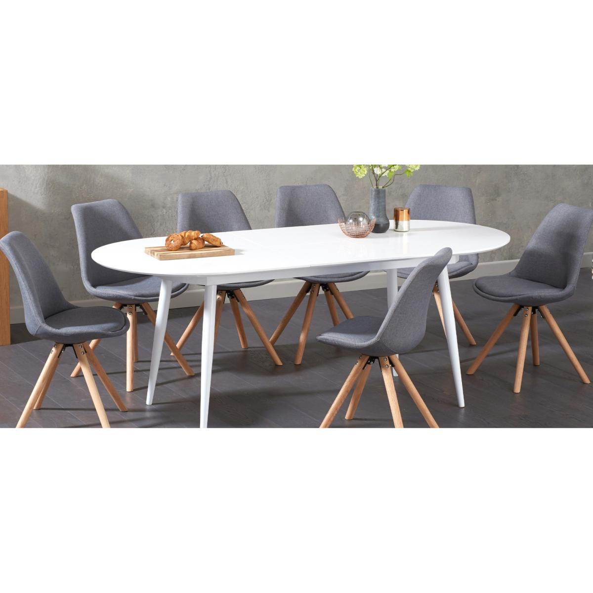 Extending Veneti White High Gloss Dining Table With 4 Grey Astrid Faux Leather Chairs – image 13