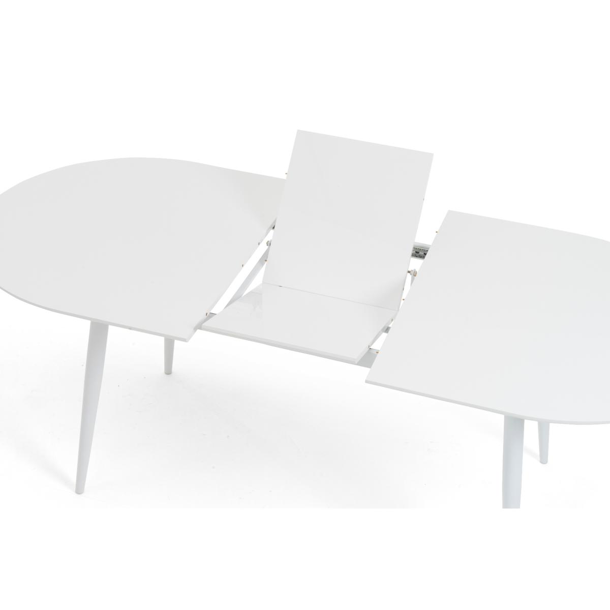 Extending Veneti White High Gloss Dining Table With 4 Grey Astrid Faux Leather Chairs – image 8