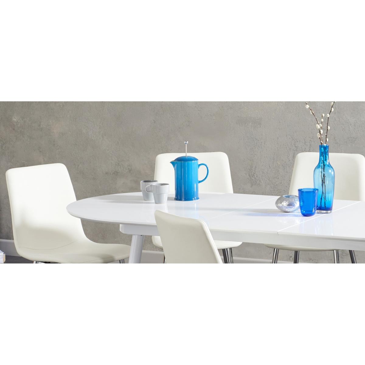 Extending Veneti White High Gloss Dining Table With 4 Grey Astrid Faux Leather Chairs – image 10