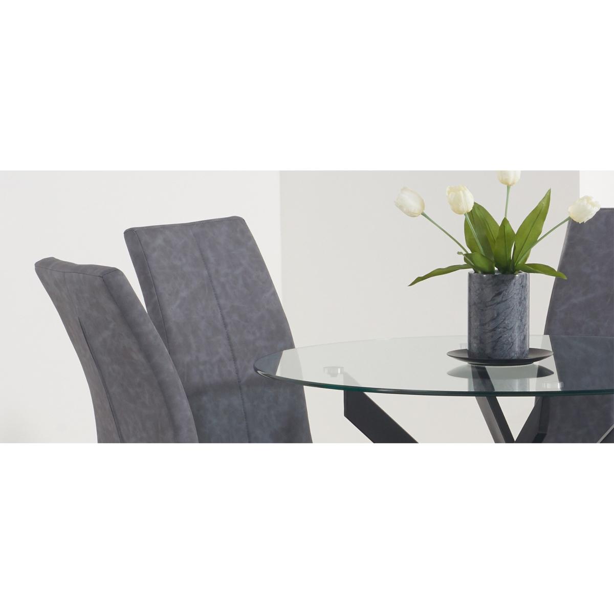 Mara 100cm Round Glass Dining Table with Antique Noir Chairs - Grey, 4 Chairs – image 12