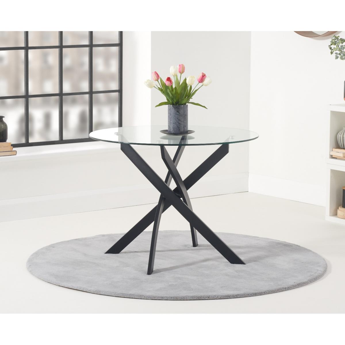 Mara 100cm Round Glass Dining Table with Antique Noir Chairs - Grey, 4 Chairs – image 3