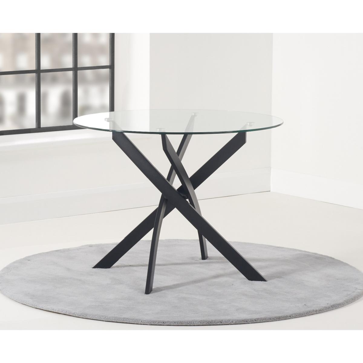 Mara 100cm Round Glass Dining Table with Antique Noir Chairs - Grey, 4 Chairs – image 4