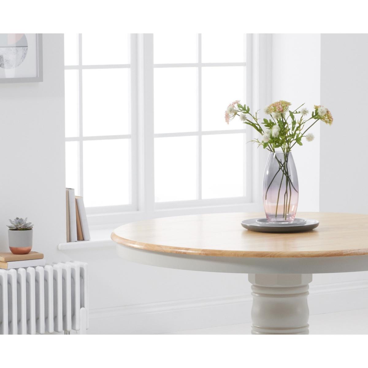 Epsom 120cm Oak and Grey Painted Dining Table With 6 Grey Clara Fabric Chairs – image 3