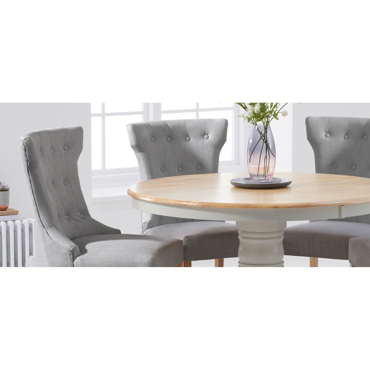 Epsom 120cm Oak and Grey Painted Dining Table With 6 Grey Clara Fabric Chairs – image 5