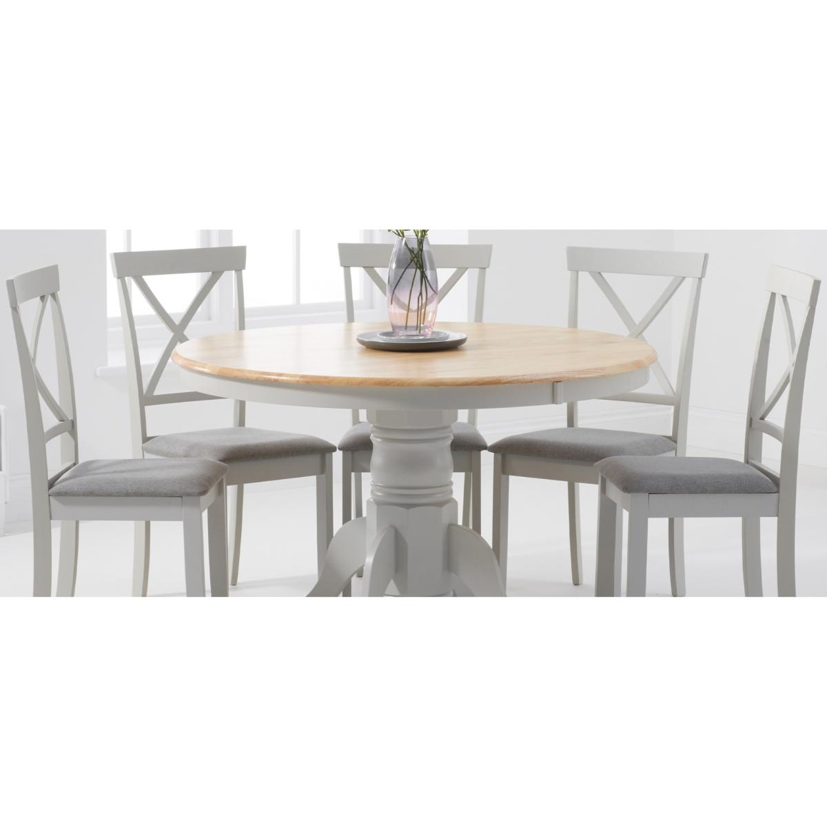 Epsom 120cm Oak and Grey Painted Dining Table With 6 Grey Clara Fabric Chairs – image 9