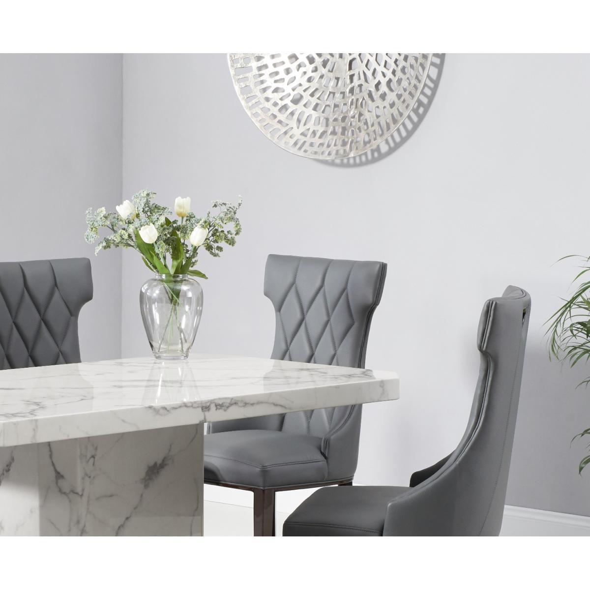 Belle 160cm White Marble Dining Table With Freya Dining Chairs - Cream, 4 Chairs – image 2
