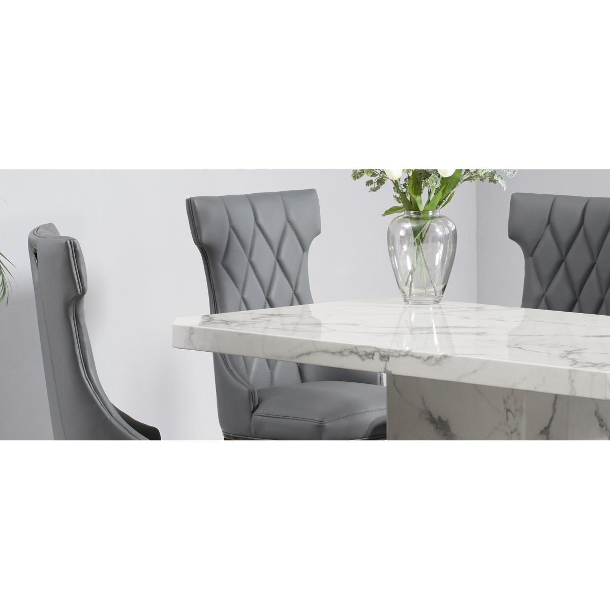 Belle 160cm White Marble Dining Table With Freya Dining Chairs - Cream, 4 Chairs – image 10
