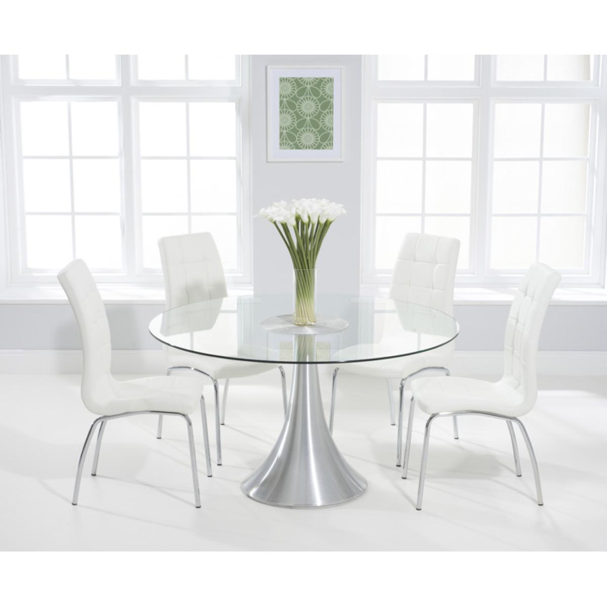 Paloma 135cm Round Glass Dining Table With 6 Black Enzo Chairs – image 2