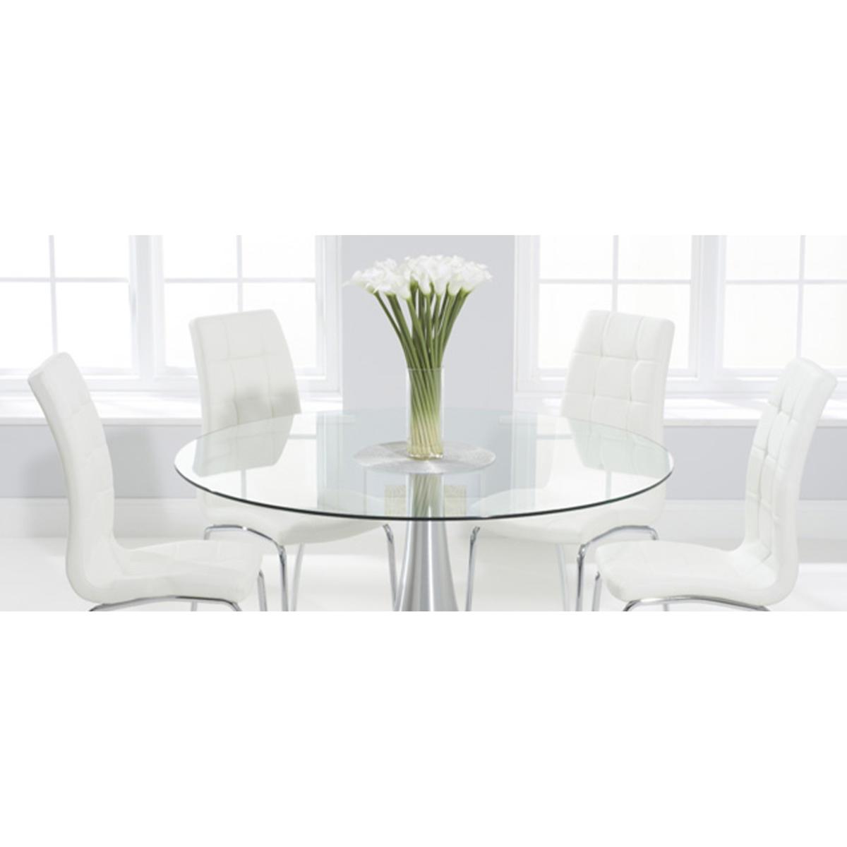 Paloma 135cm Round Glass Dining Table With 6 Black Enzo Chairs – image 11