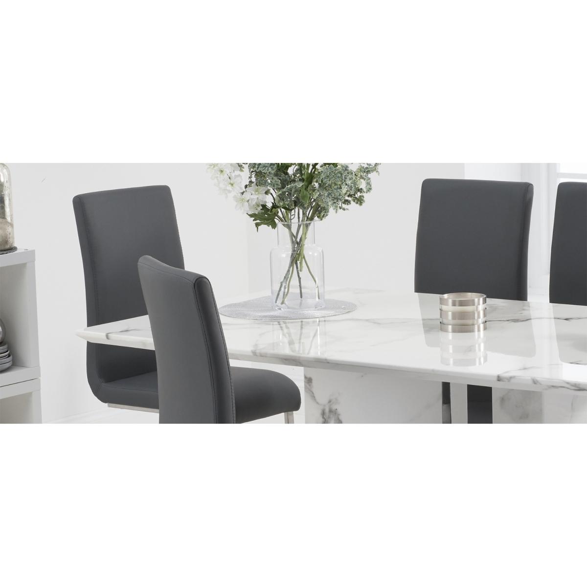 Alicia 180cm White Marble Dining Table With 4 Grey Austin Chairs – image 8