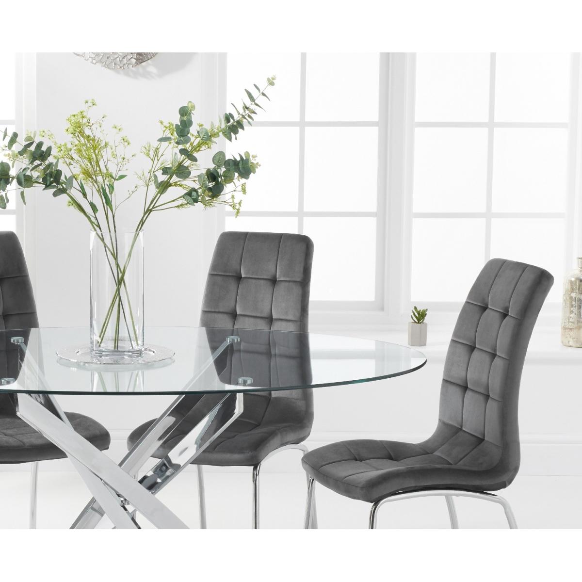 Denver 165cm Oval Glass Dining Table with Calgary Velvet Chairs - Green, 6 Chairs – image 3
