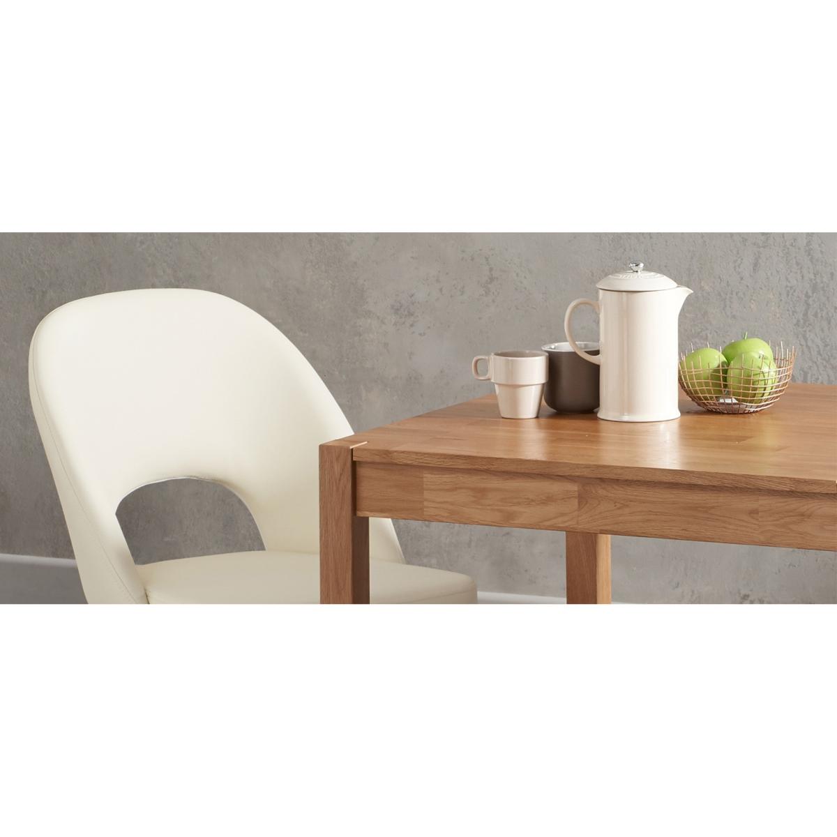 York 80cm Solid Oak Dining Table With 4 Grey Hudson Faux Leather Chairs – image 5