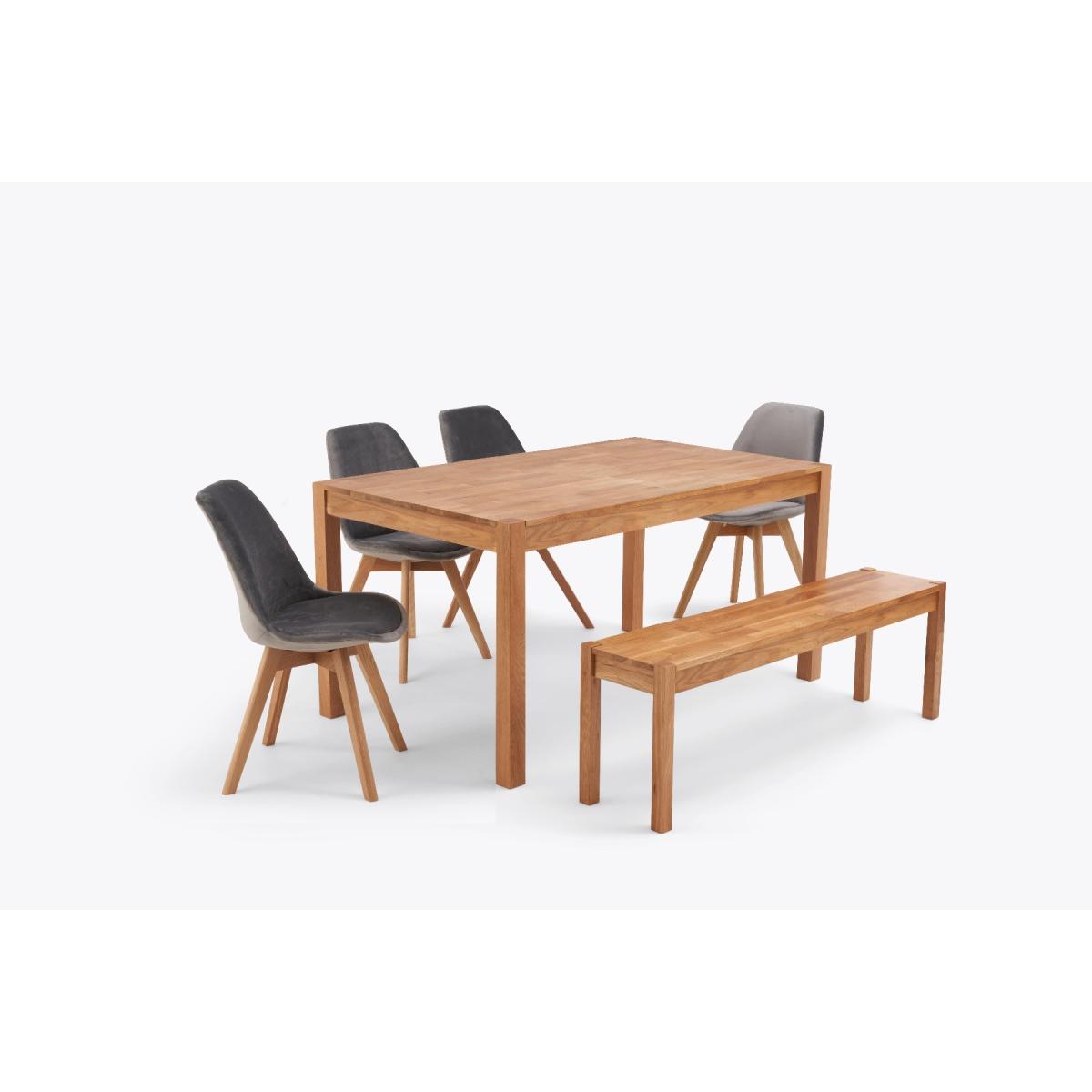 York 120cm Solid Oak Dining Table With 2 Grey Orson Velvet Chairs And 1 York Bench – image 6