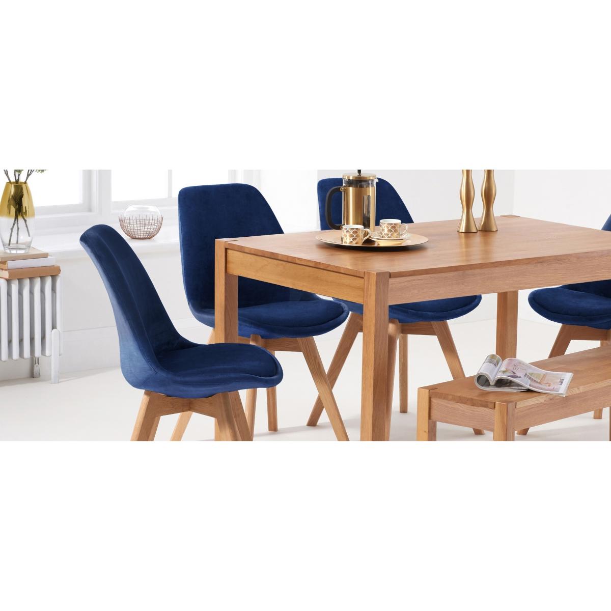 York 120cm Solid Oak Dining Table With 2 Grey Orson Velvet Chairs And 1 York Bench – image 7