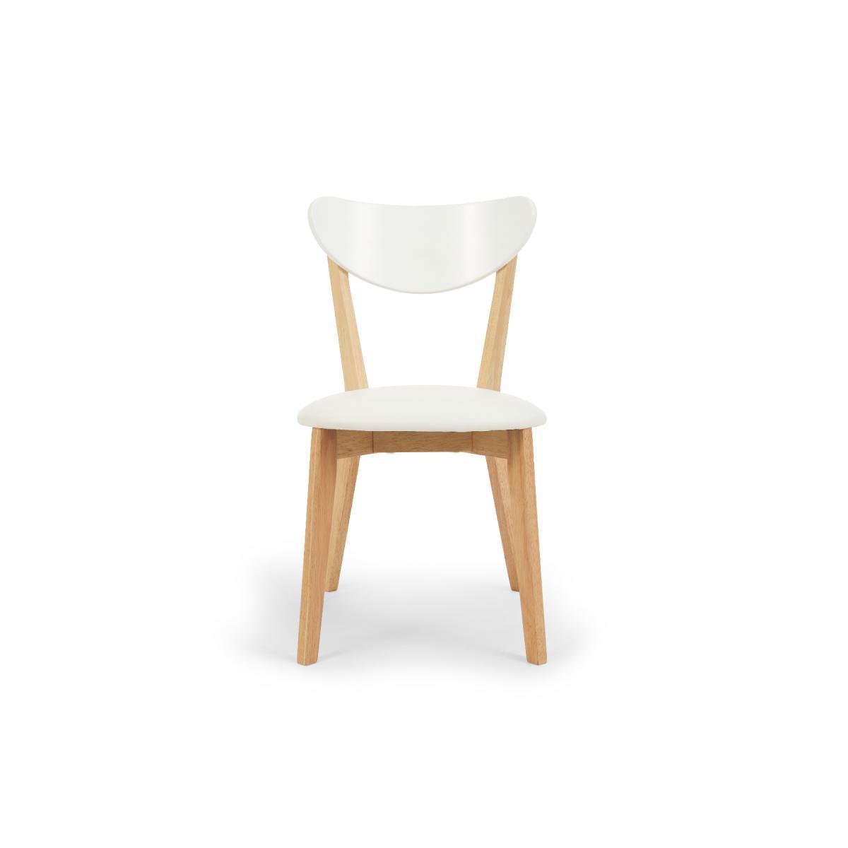 Rebekah White and Oak 110cm Round Dining Table with Rebekah Faux Leather Dining Chairs - Oak and White, 2 Chairs – image 13