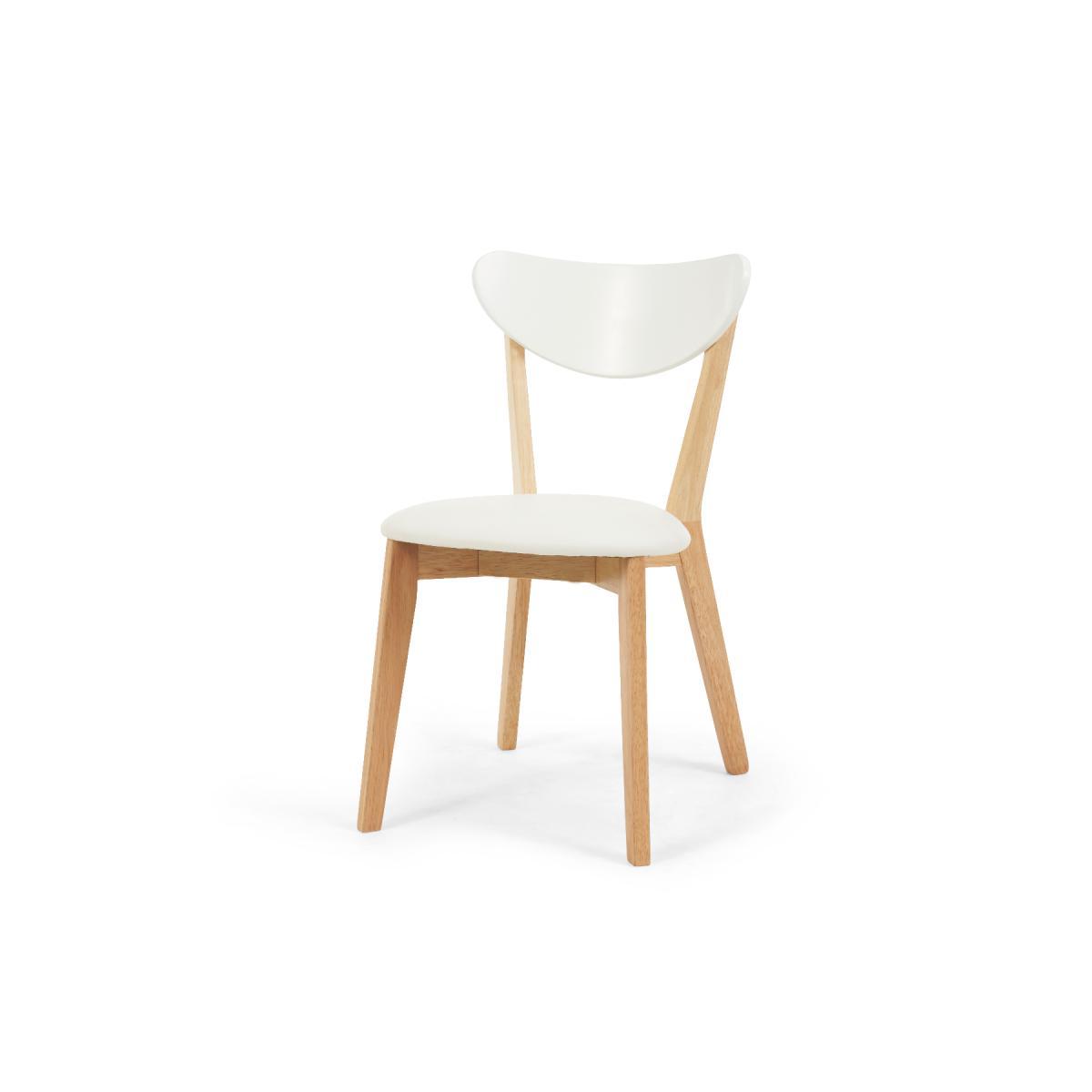 Rebekah White and Oak 110cm Round Dining Table with Rebekah Faux Leather Dining Chairs - Oak and White, 2 Chairs – image 15