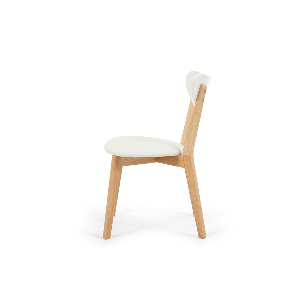 Rebekah White and Oak 110cm Round Dining Table with Rebekah Faux Leather Dining Chairs - Oak and White, 2 Chairs – image 17