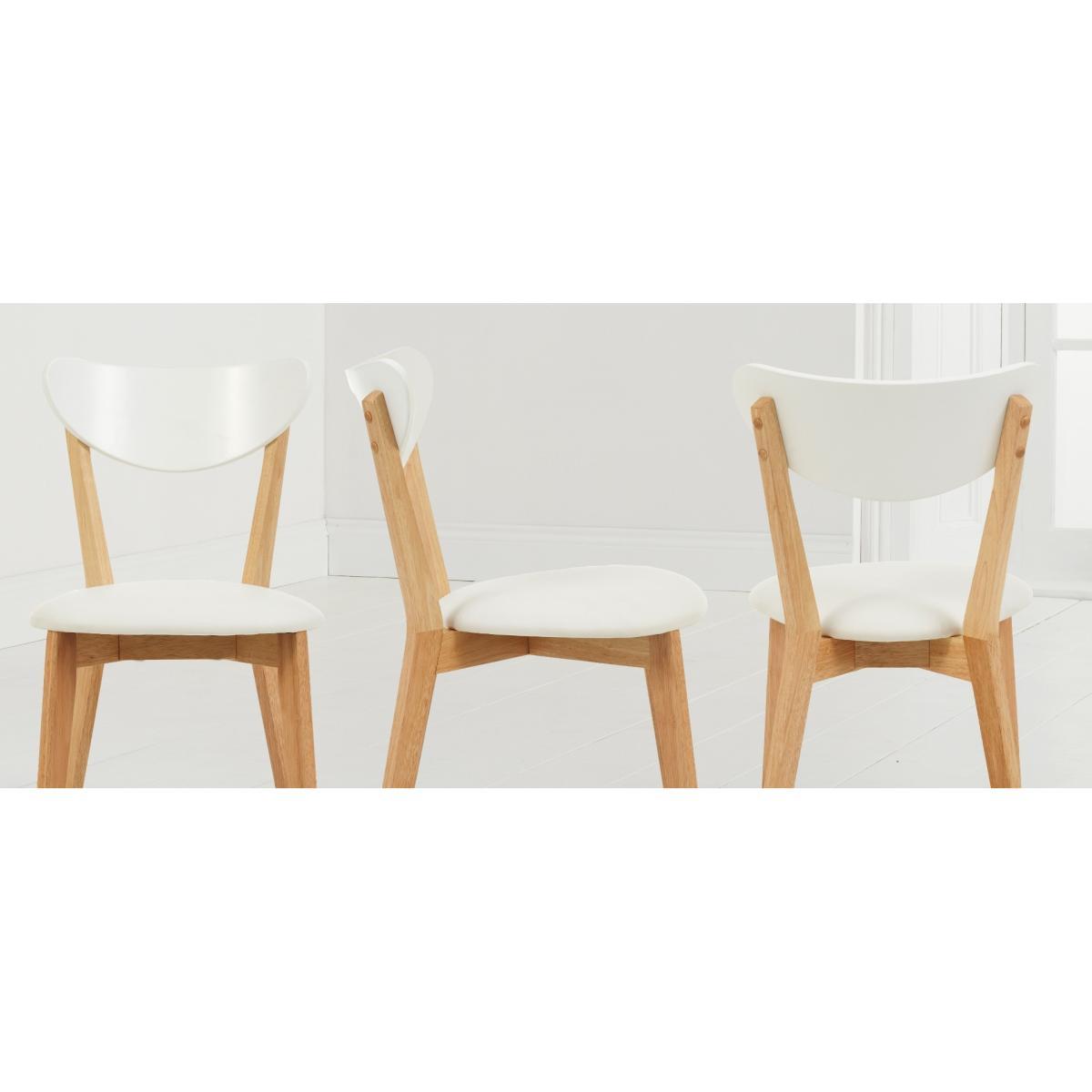 Rebekah White and Oak 110cm Round Dining Table with Rebekah Faux Leather Dining Chairs - Oak and White, 2 Chairs – image 18