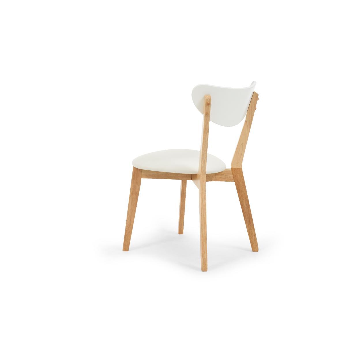 Rebekah White and Oak 110cm Round Dining Table with Rebekah Faux Leather Dining Chairs - Oak and White, 2 Chairs – image 19